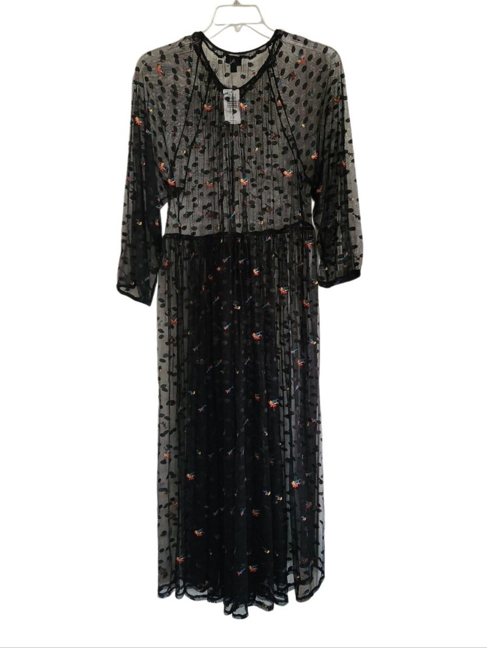 Sheer Black Floral Midi Dress Overlay - Elegant Women's Sz 3x Nwt